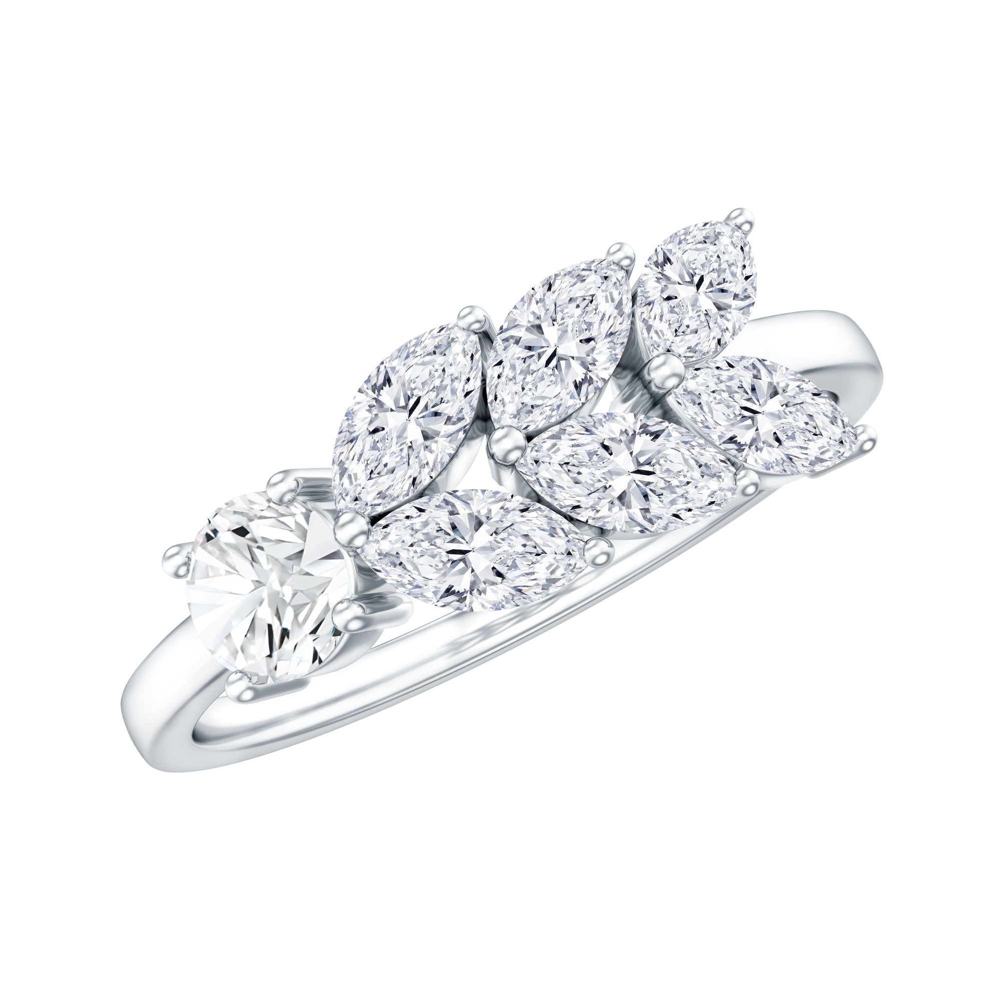Nature Inspired Moissanite Anniversary Ring for Women D-VS1 - Rosec Jewels