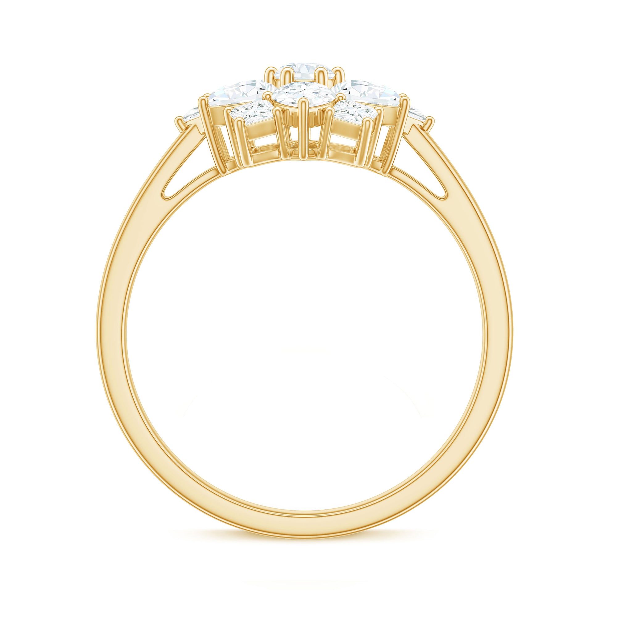 Womens Moissanite Flower Engagement Ring with Certificate D-VS1 - Rosec Jewels