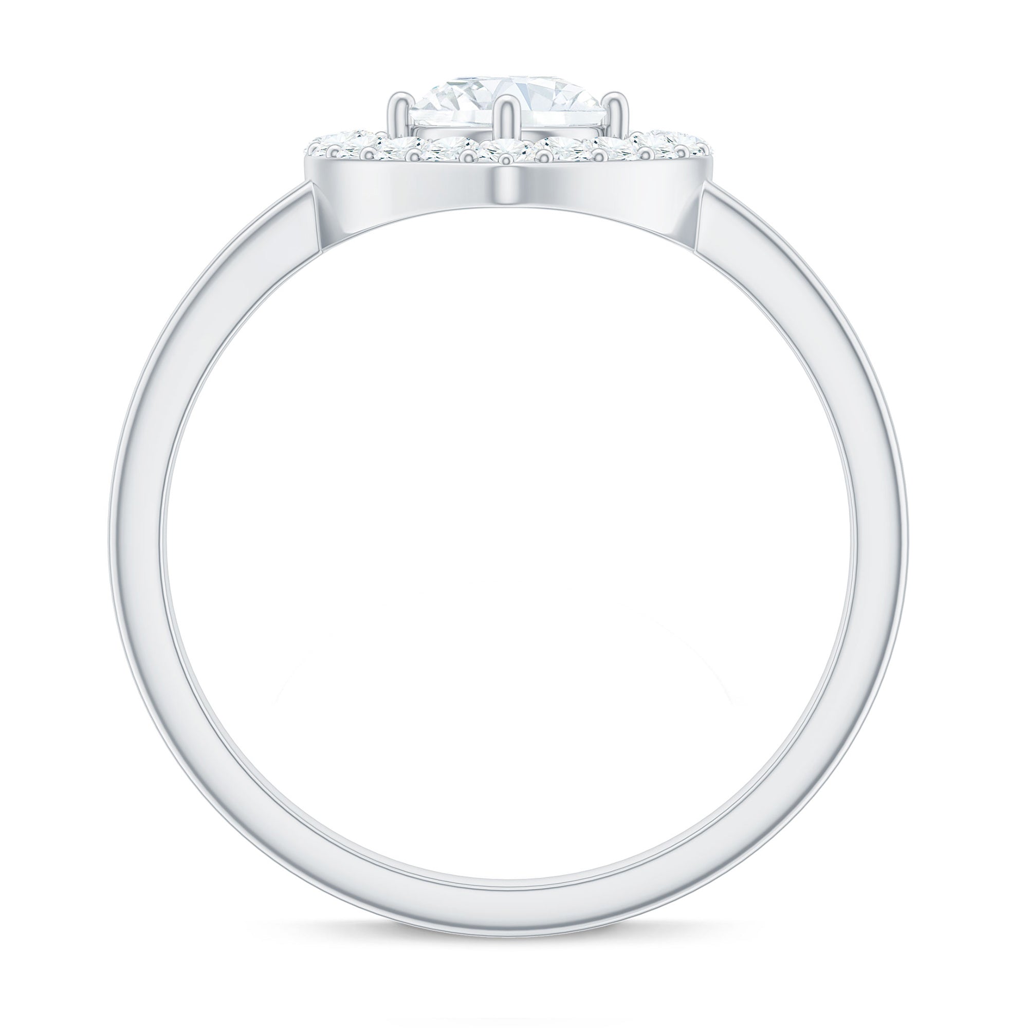 1 CT Round Cut Zircon Heart Engagement Ring with Halo AAAA - Rosec Jewels