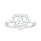 1 CT Round Cut Zircon Heart Engagement Ring with Halo AAAA - Rosec Jewels