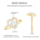 1 CT Round Cut Zircon Heart Engagement Ring with Halo AAAA - Rosec Jewels