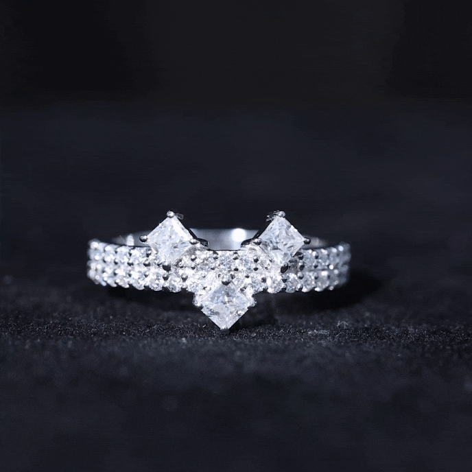Princess and Round Cut Moissanite Designer Wedding Band D-VS1 - Rosec Jewels