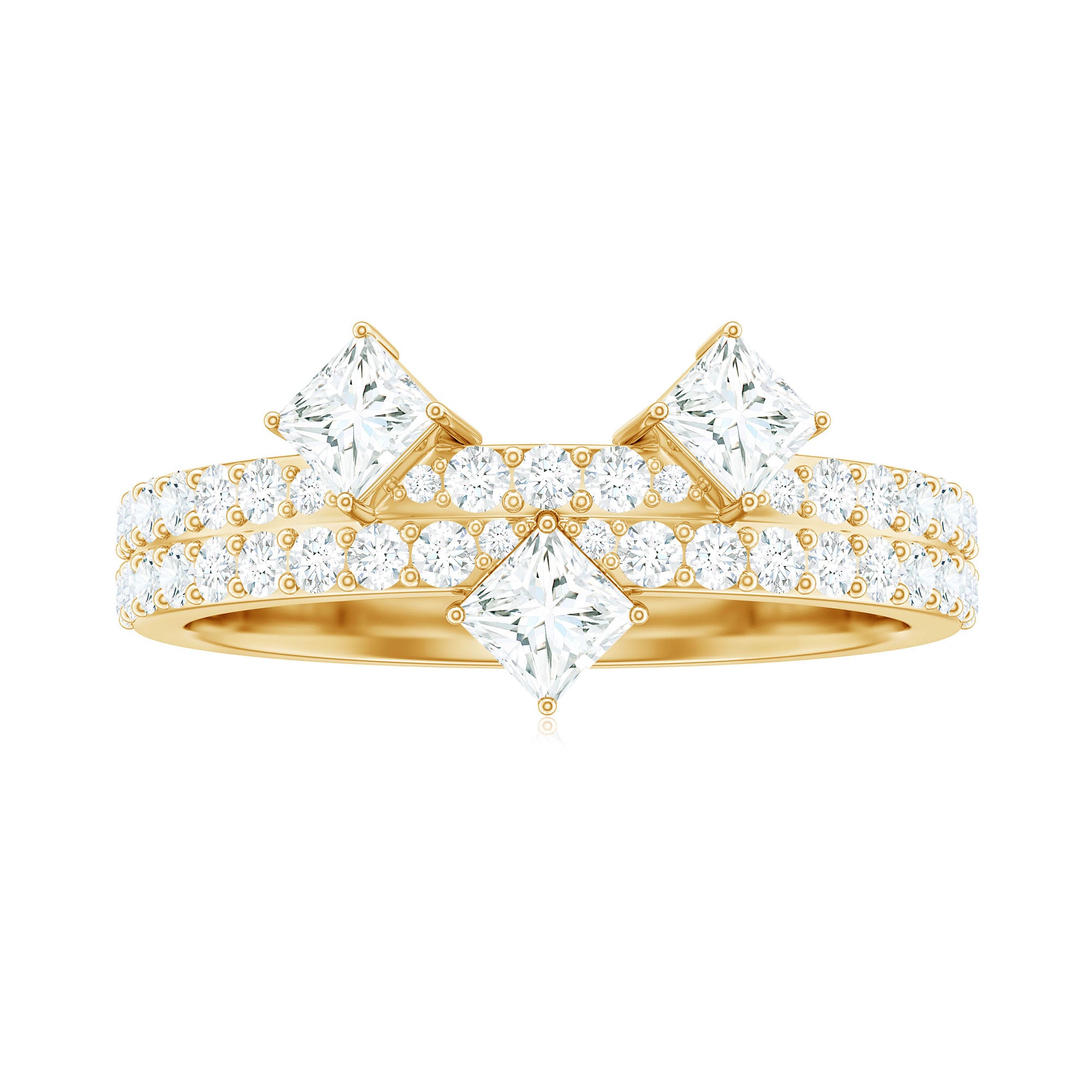 Princess and Round Cut Moissanite Designer Wedding Band D-VS1 - Rosec Jewels