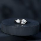 Heart Shape Moissanite Two Stone Cuff Ring D-VS1 - Rosec Jewels