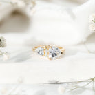 Heart Shape Moissanite Two Stone Cuff Ring D-VS1 - Rosec Jewels