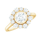 1.50 CT Bezel Set Zircon Statement Halo Engagement Ring AAAA - Rosec Jewels