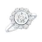 Round Moissanite Statement Engagement Ring with Halo D-VS1 - Rosec Jewels