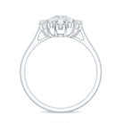 Round Moissanite Statement Engagement Ring with Halo D-VS1 - Rosec Jewels