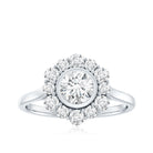 Round Moissanite Statement Engagement Ring with Halo D-VS1 - Rosec Jewels