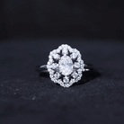 Oval Shaped Moissanite Flower Engagement Ring D-VS1 - Rosec Jewels