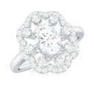Oval Shaped Moissanite Flower Engagement Ring D-VS1 - Rosec Jewels
