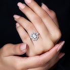 Oval Shaped Moissanite Flower Engagement Ring D-VS1 - Rosec Jewels
