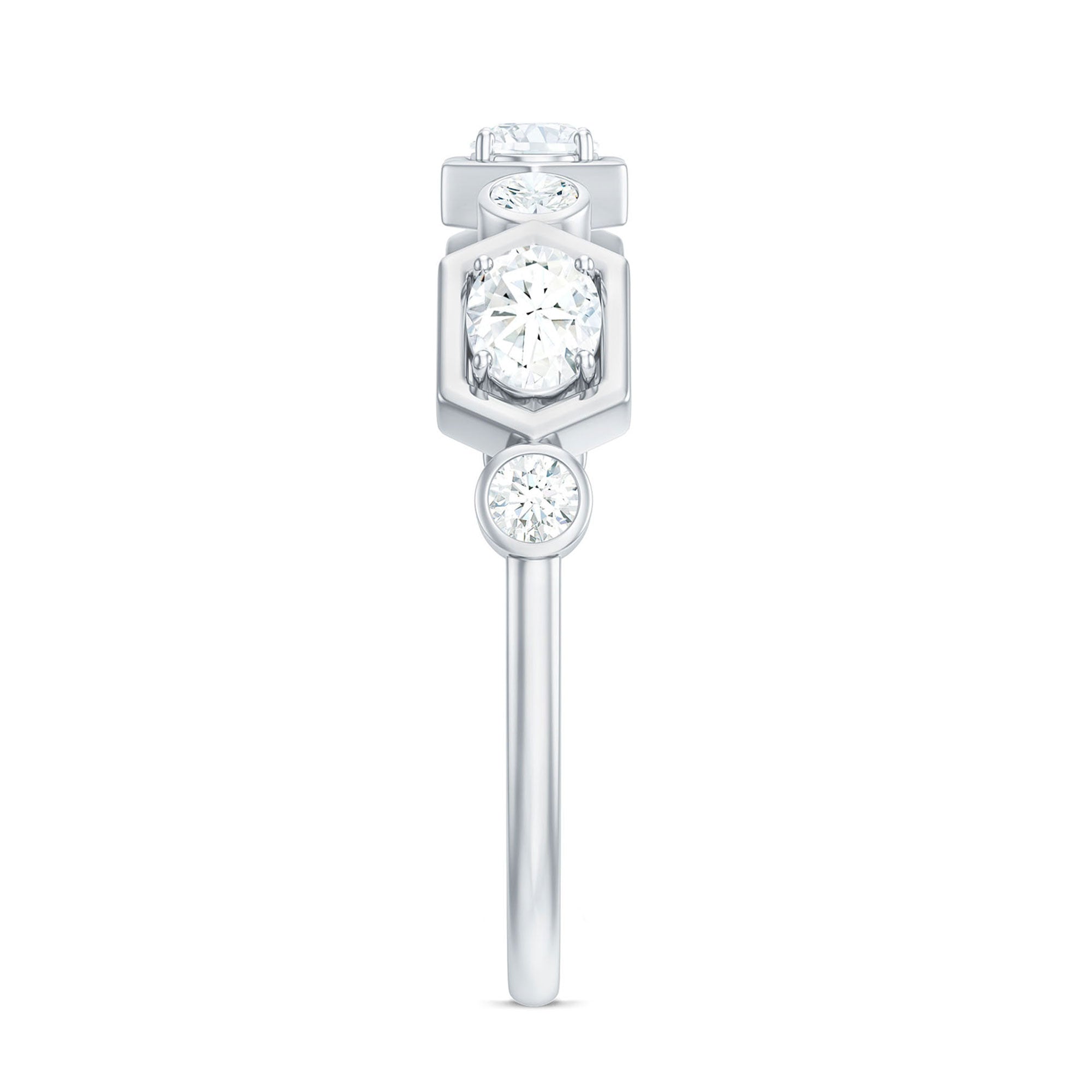 Rosec Jewels-Oval and Round Certified Moissanite Half Eternity Ring