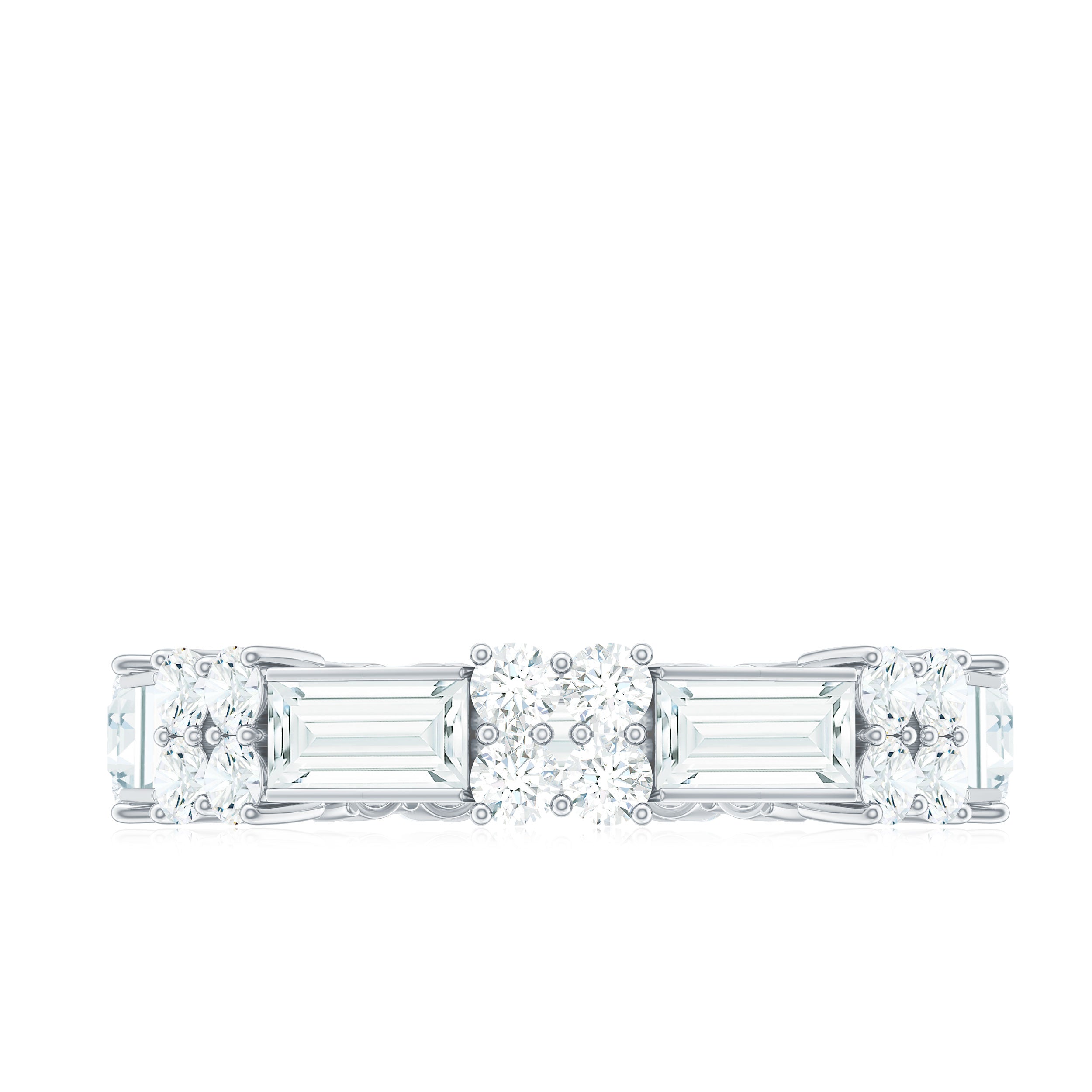 Moissanite Round and Baguette Wedding Band D-VS1 - Rosec Jewels