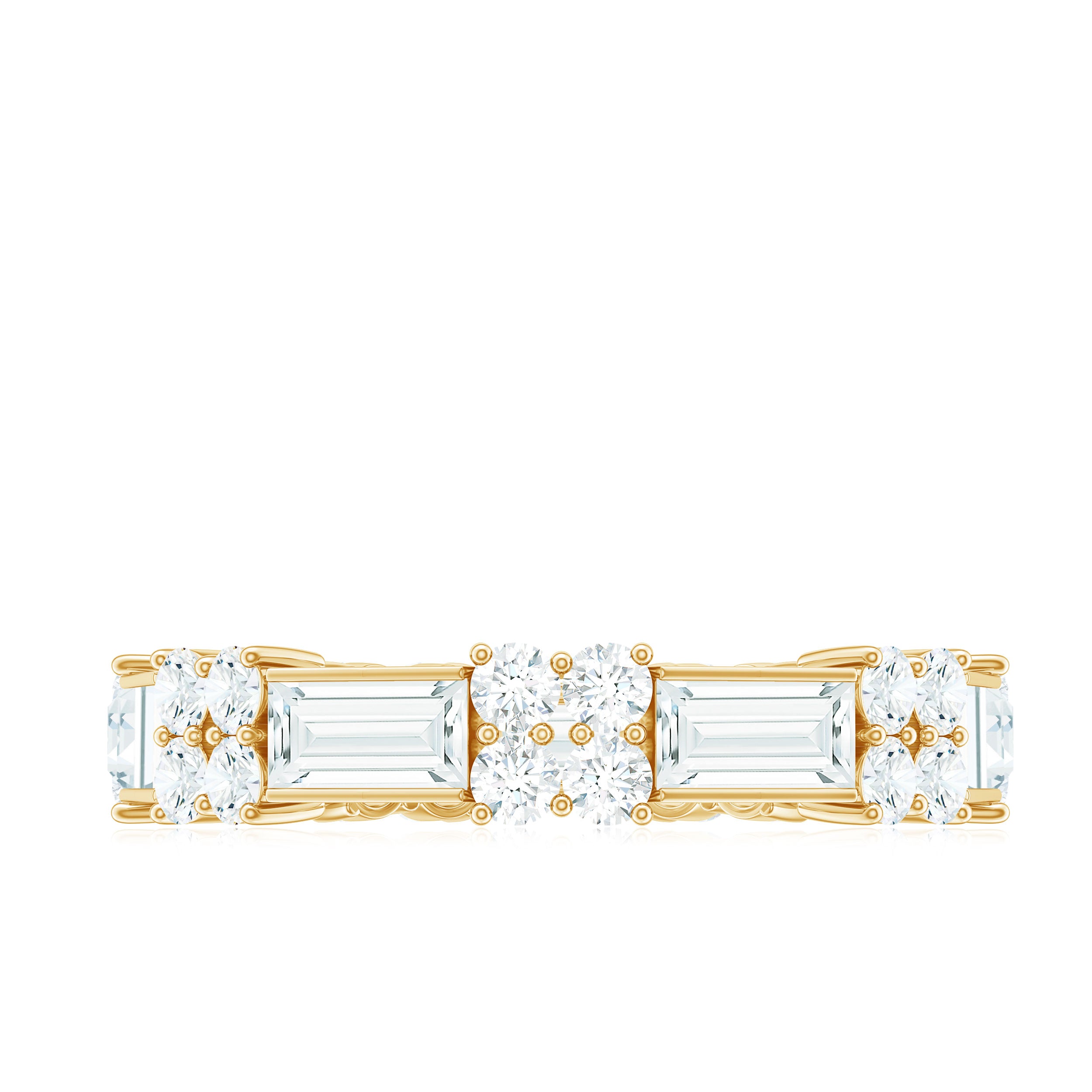Moissanite Round and Baguette Wedding Band D-VS1 - Rosec Jewels