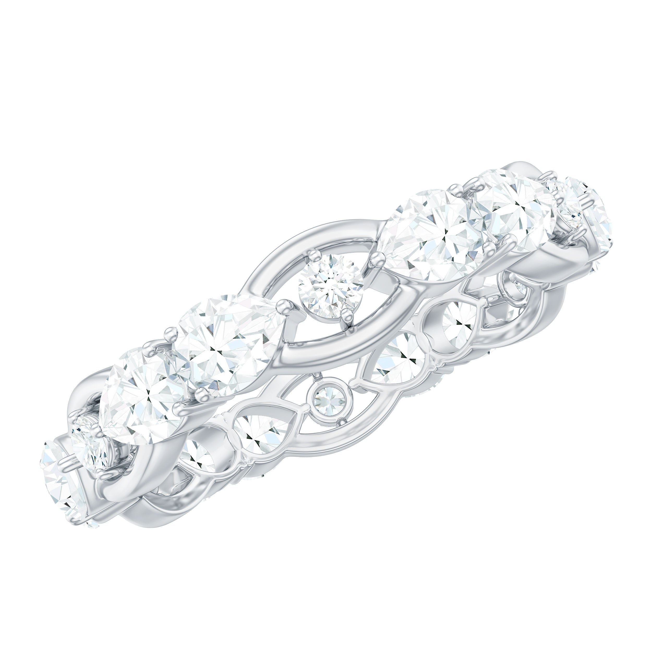 Certified Moissanite Designer Wedding Band D-VS1 - Rosec Jewels