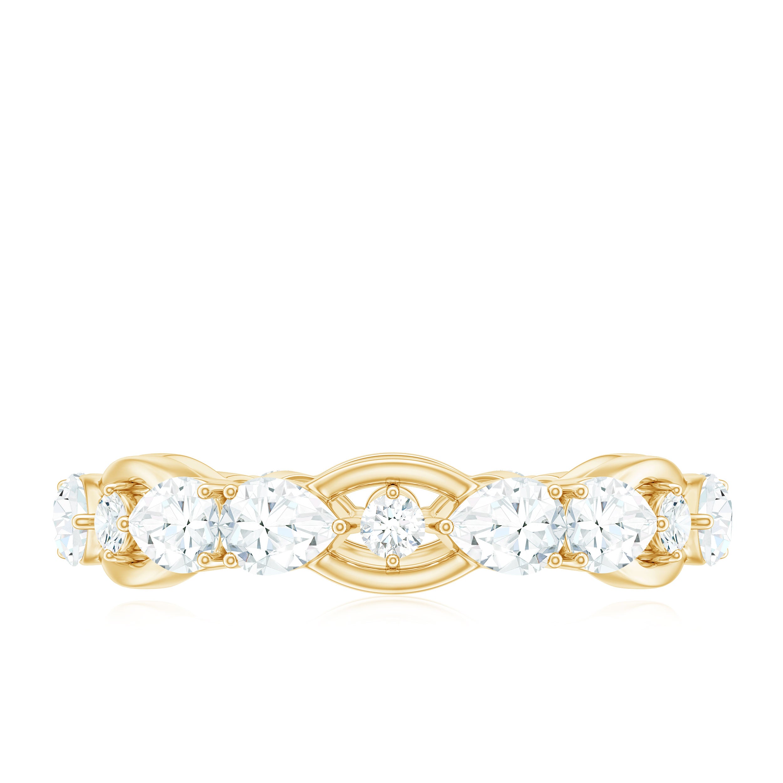 Certified Moissanite Designer Wedding Band D-VS1 - Rosec Jewels