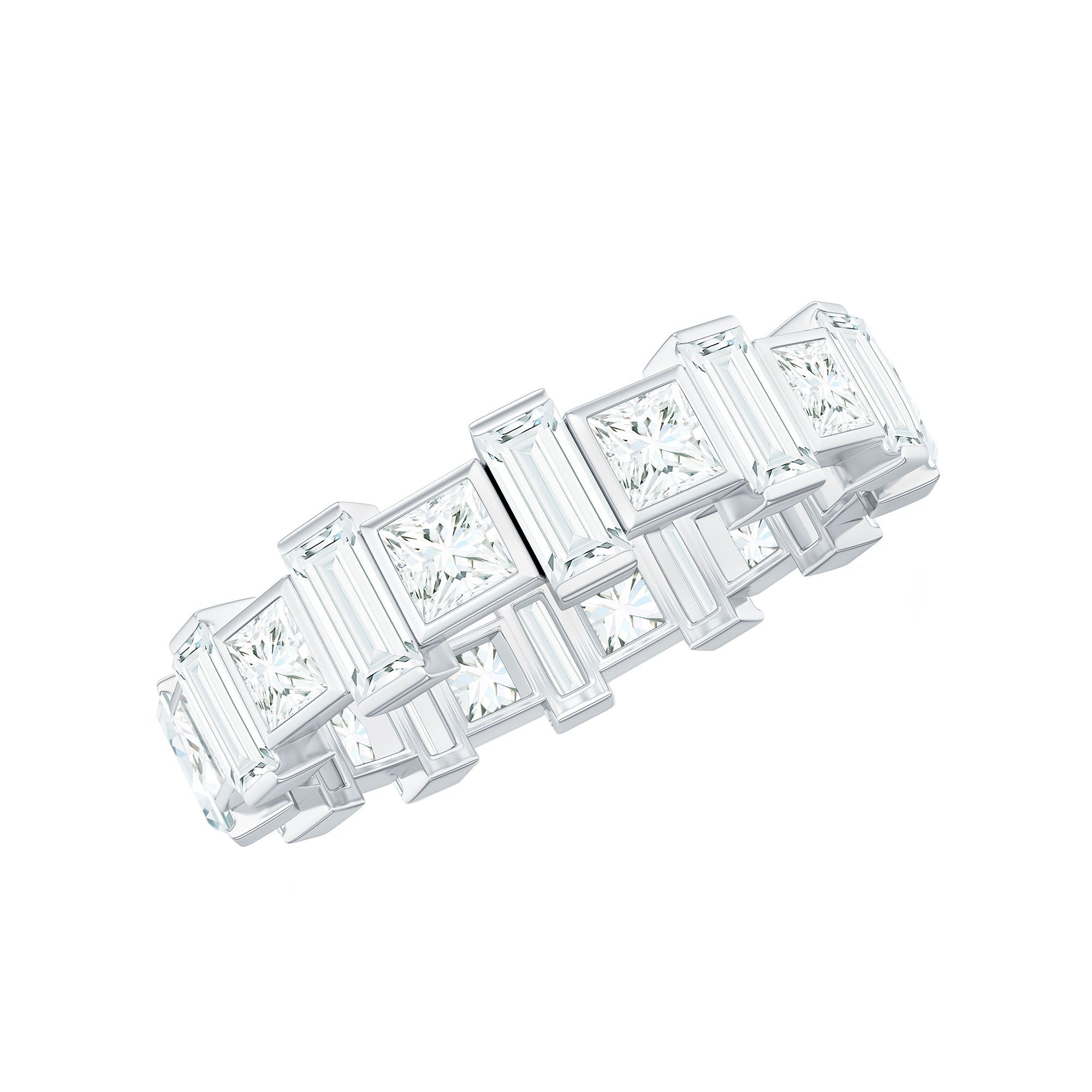 Princess Cut Moissanite Full Eternity Band for Women D-VS1 - Rosec Jewels