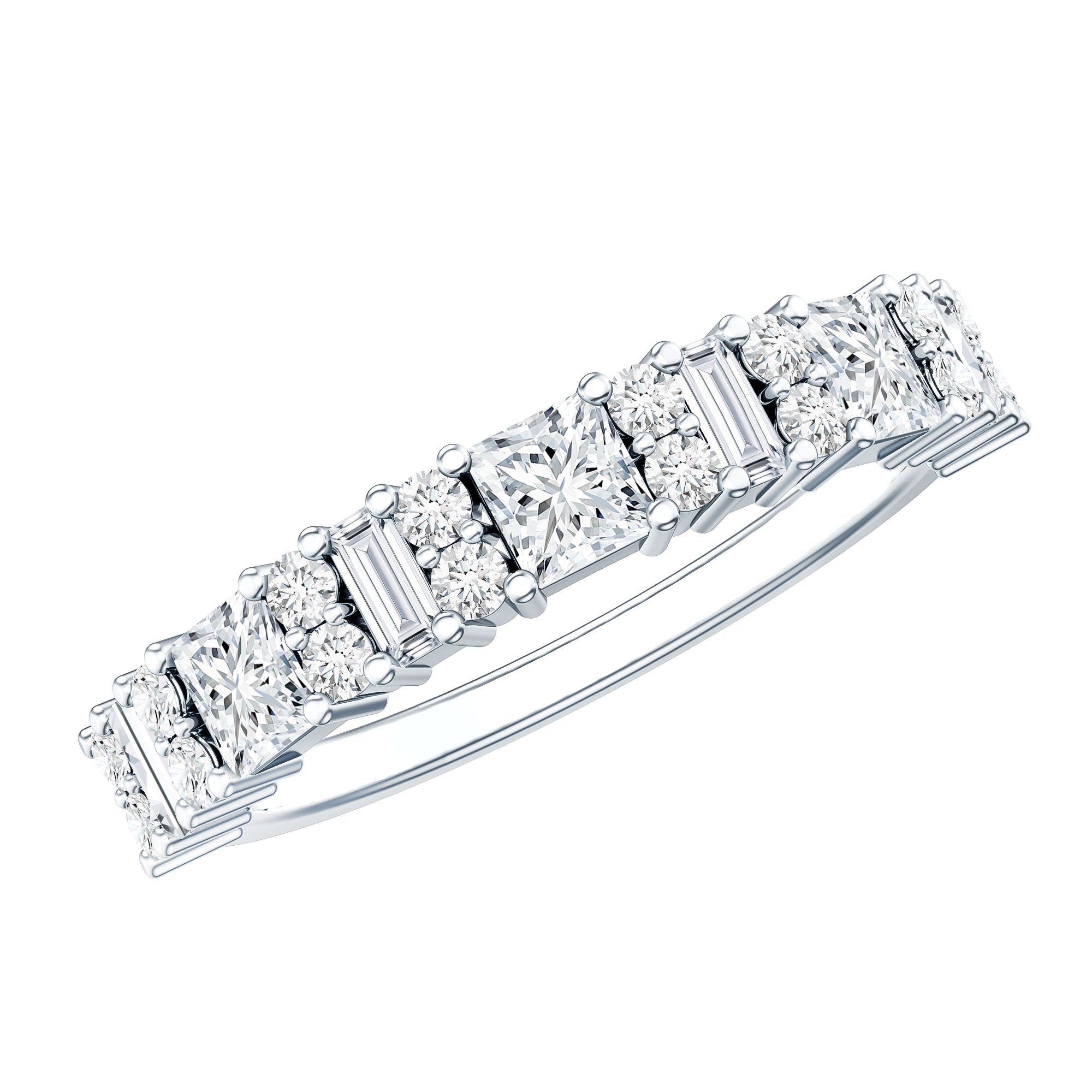 Certified Moissanite Half Eternity Wedding Band for Women D-VS1 - Rosec Jewels