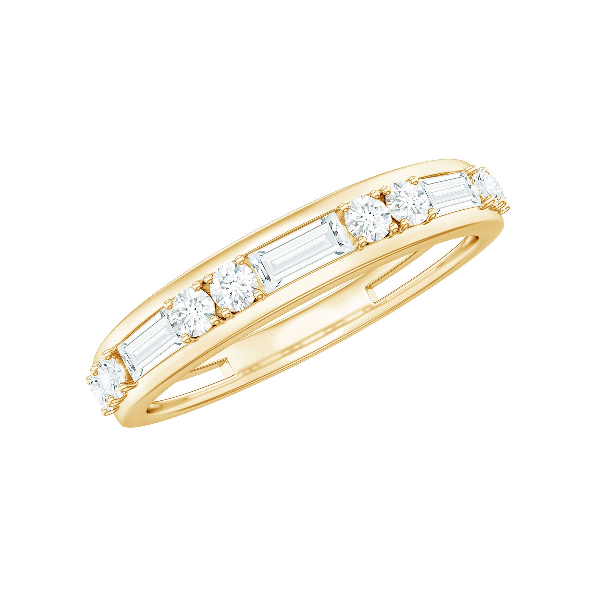 Moissanite Half Eternity Stackable Band Ring D-VS1 - Rosec Jewels
