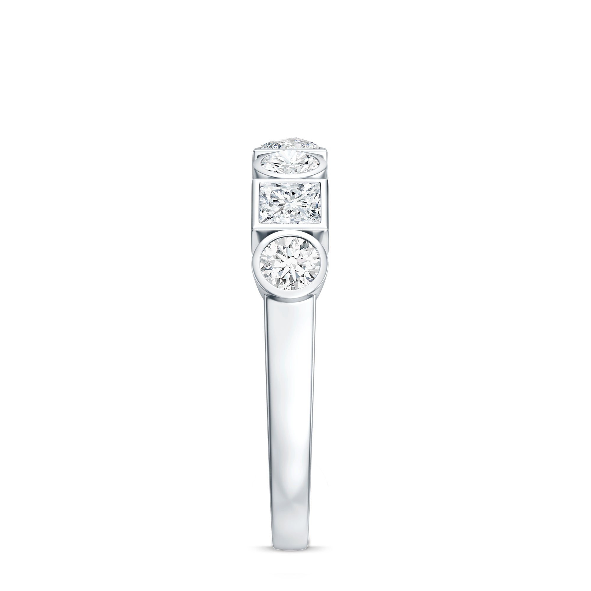 Alternate Bezel Set Moissanite Half Eternity Band Ring D-VS1 - Rosec Jewels