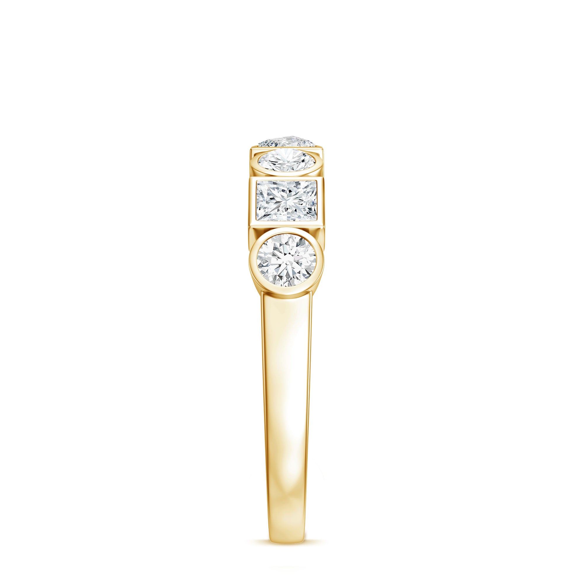 Alternate Bezel Set Moissanite Half Eternity Band Ring D-VS1 - Rosec Jewels
