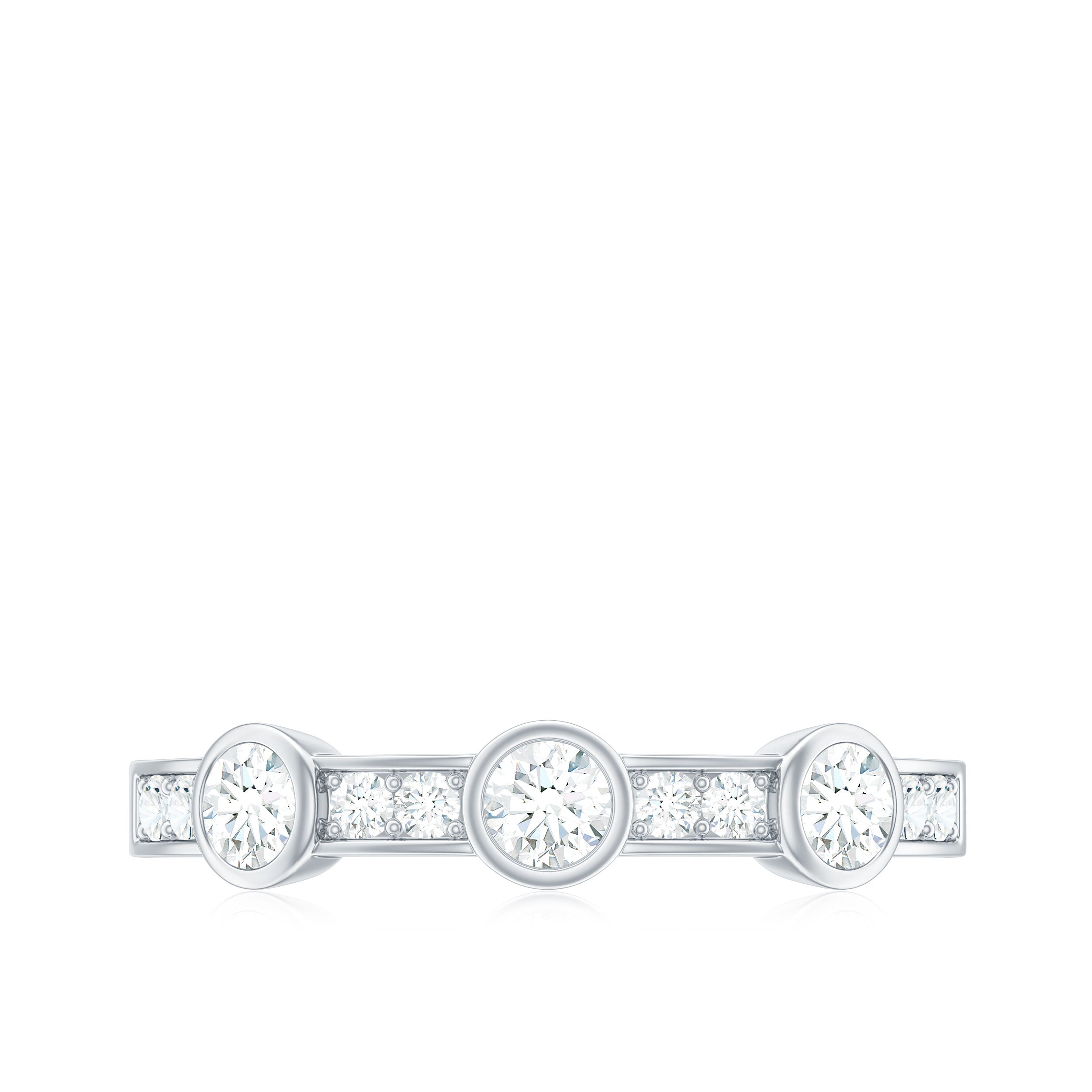 Certified Moissanite Semi Eternity Wedding Band Ring D-VS1 - Rosec Jewels