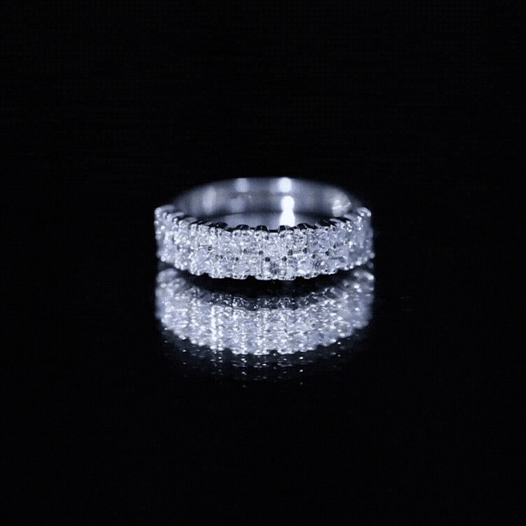 Rosec Jewels-Double Row Moissanite Eternity Wedding Band