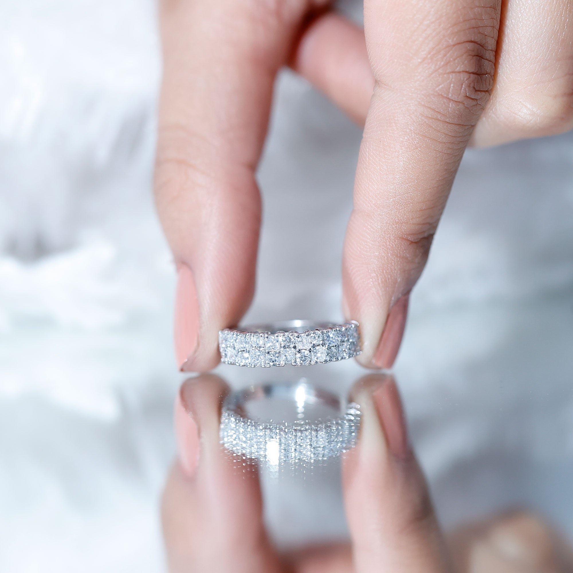 Rosec Jewels-Double Row Moissanite Eternity Wedding Band