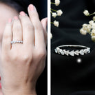 Simulated Diamond Heart Shape Half Eternity Ring AAAA - Rosec Jewels