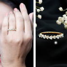 Simulated Diamond Heart Shape Half Eternity Ring AAAA - Rosec Jewels