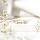 Simulated Diamond Heart Shape Half Eternity Ring AAAA - Rosec Jewels