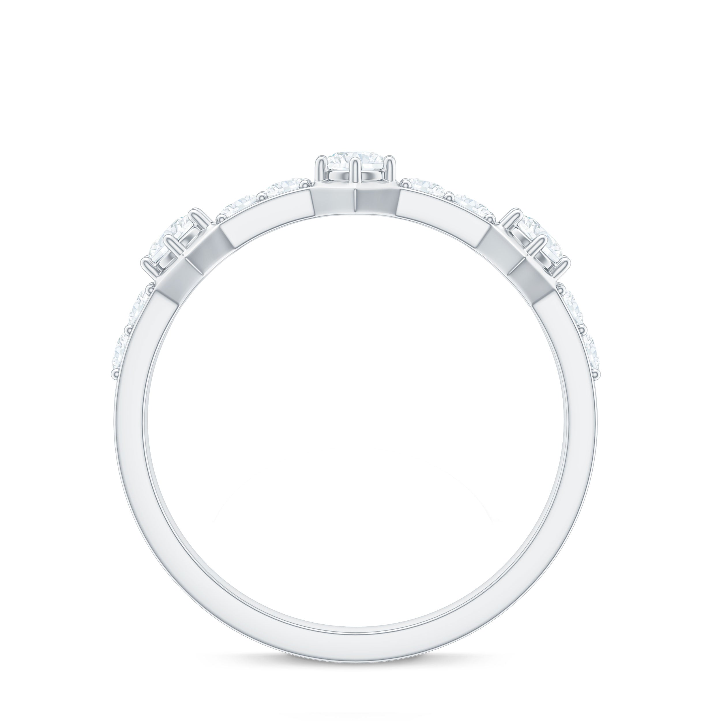 Rosec Jewels-Round Cut Moissanite Half Eternity Band Ring