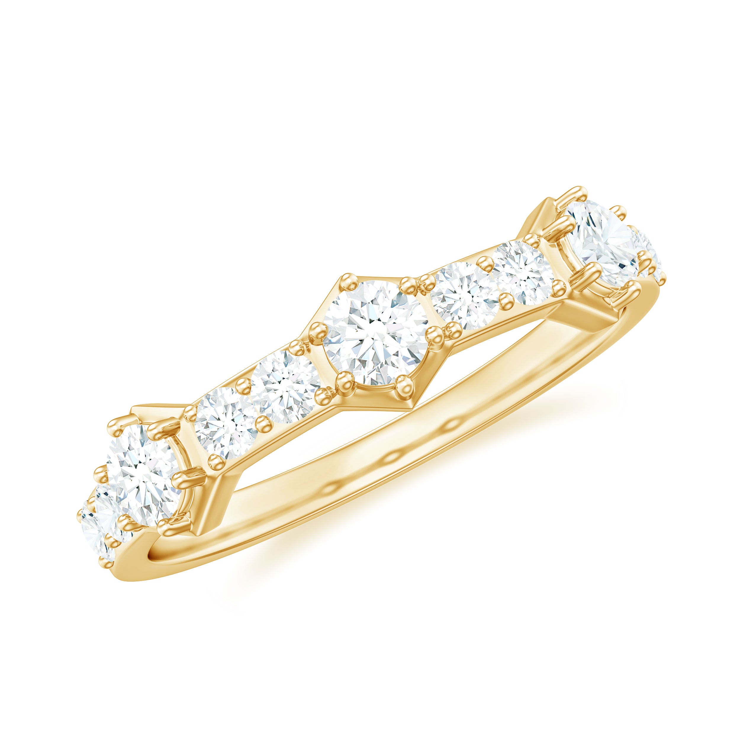 Rosec Jewels-Round Cut Moissanite Half Eternity Band Ring