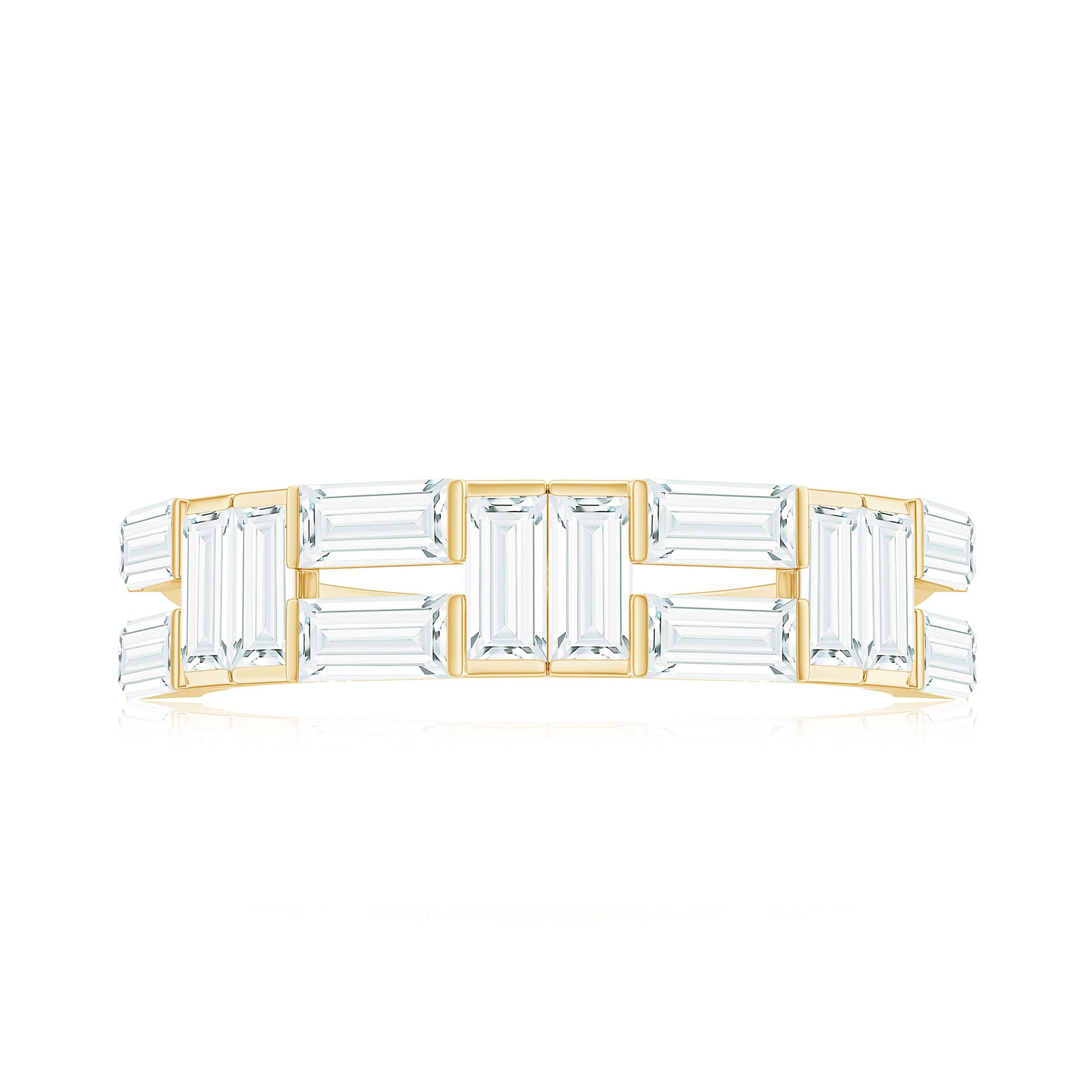 Baguette Cut Zirconia Half Eternity Wedding Band Ring AAAA - Rosec Jewels
