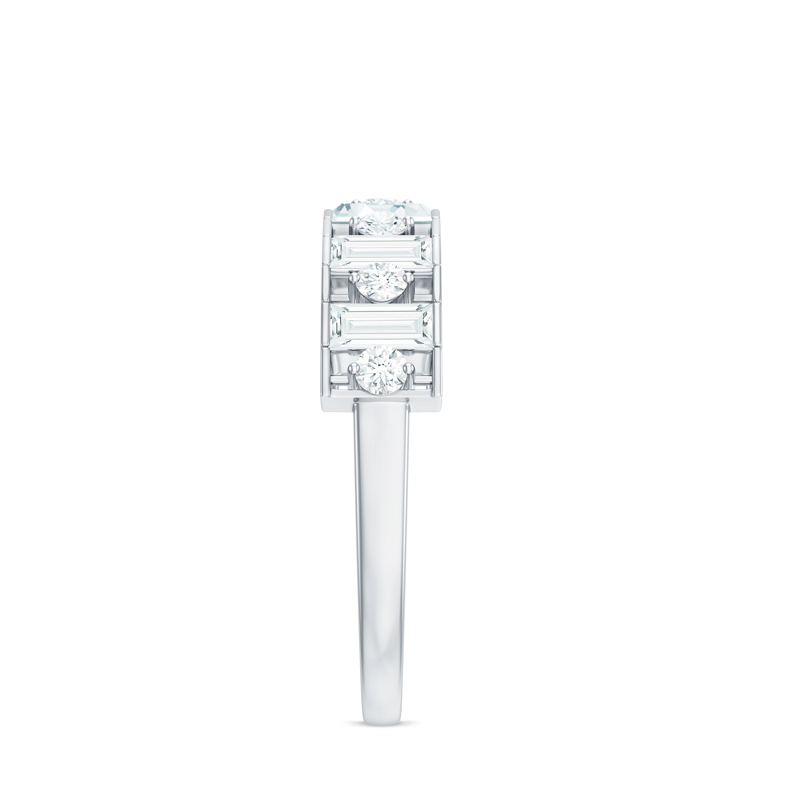 Baguette and Round Cut Moissanite Stackable Eternity Band D-VS1 - Rosec Jewels