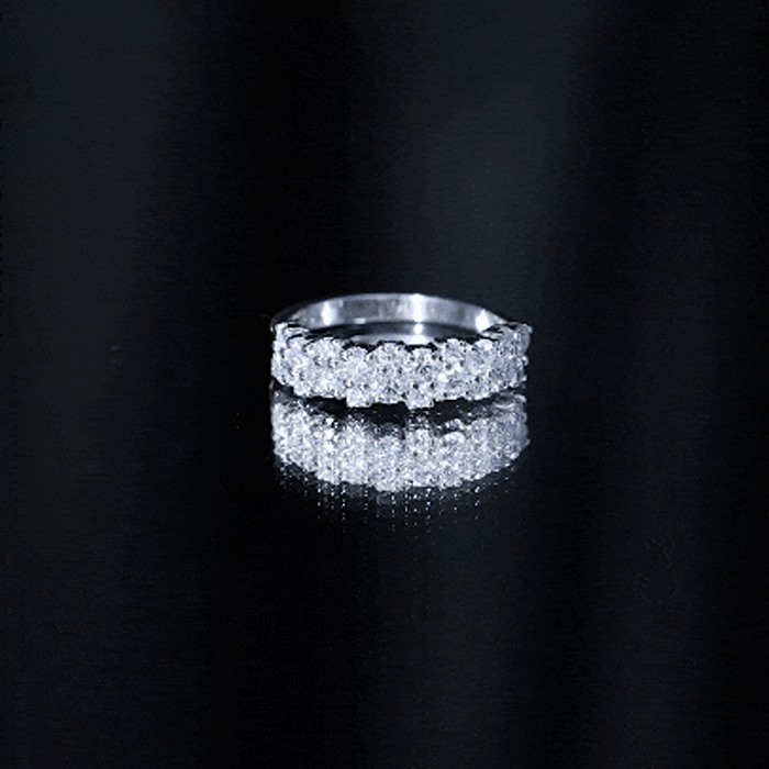 Cluster Moissanite Half Eternity Wedding Band For Her D-VS1 - Rosec Jewels
