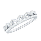 Marquise and Round Cut Zircon Half Eternity Stackable Ring AAAA - Rosec Jewels