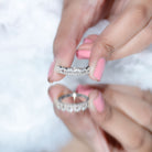 Marquise and Round Cut Zircon Half Eternity Stackable Ring AAAA - Rosec Jewels