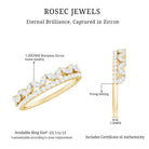 Marquise and Round Cut Zircon Half Eternity Stackable Ring AAAA - Rosec Jewels