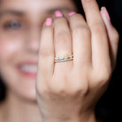 Marquise and Round Cut Zircon Half Eternity Stackable Ring AAAA - Rosec Jewels