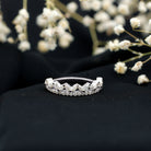 Certified Moissanite Half Eternity Wedding Band in Crown Style D-VS1 - Rosec Jewels