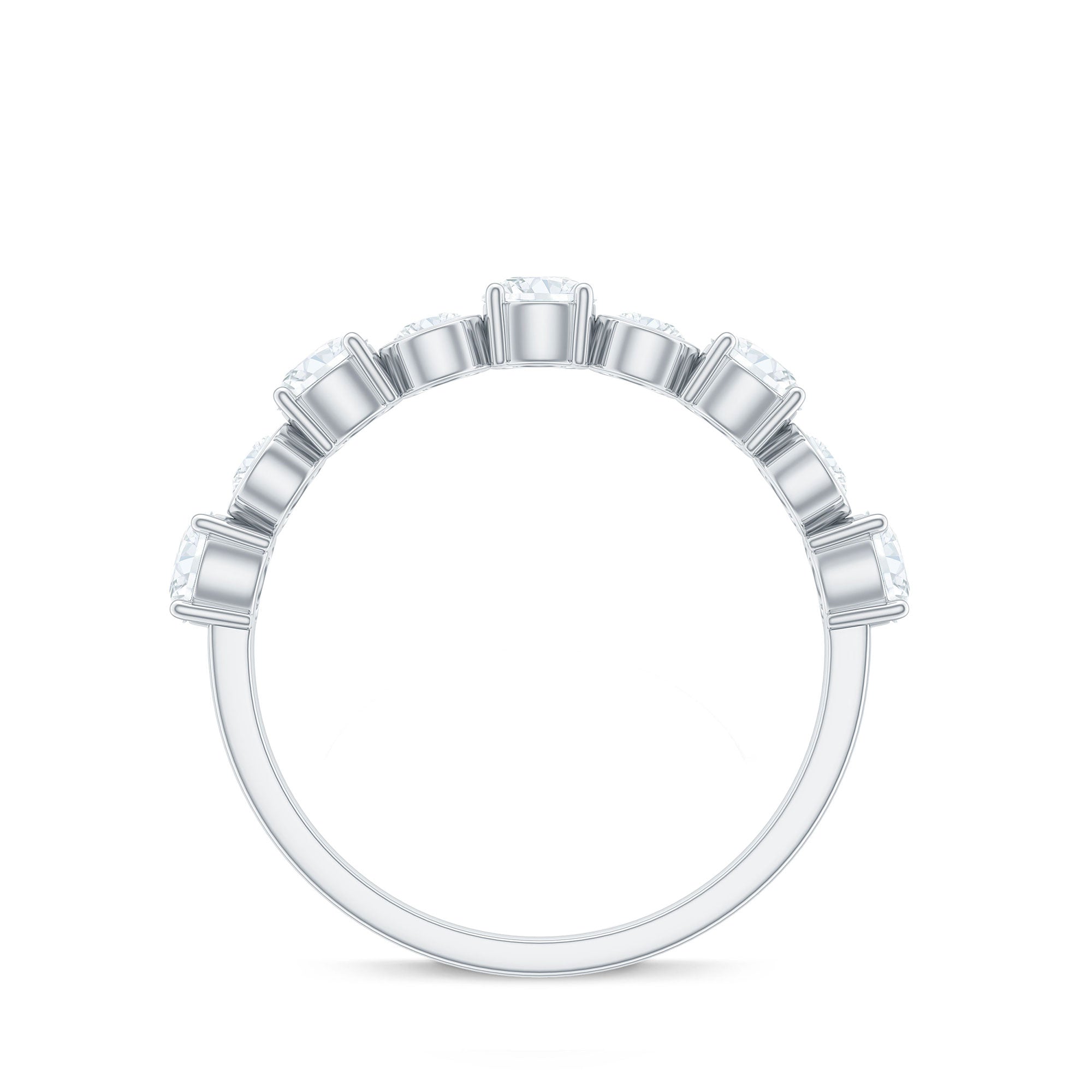 Certified Round Cut Moissanite Half Eternity Band Ring D-VS1 - Rosec Jewels