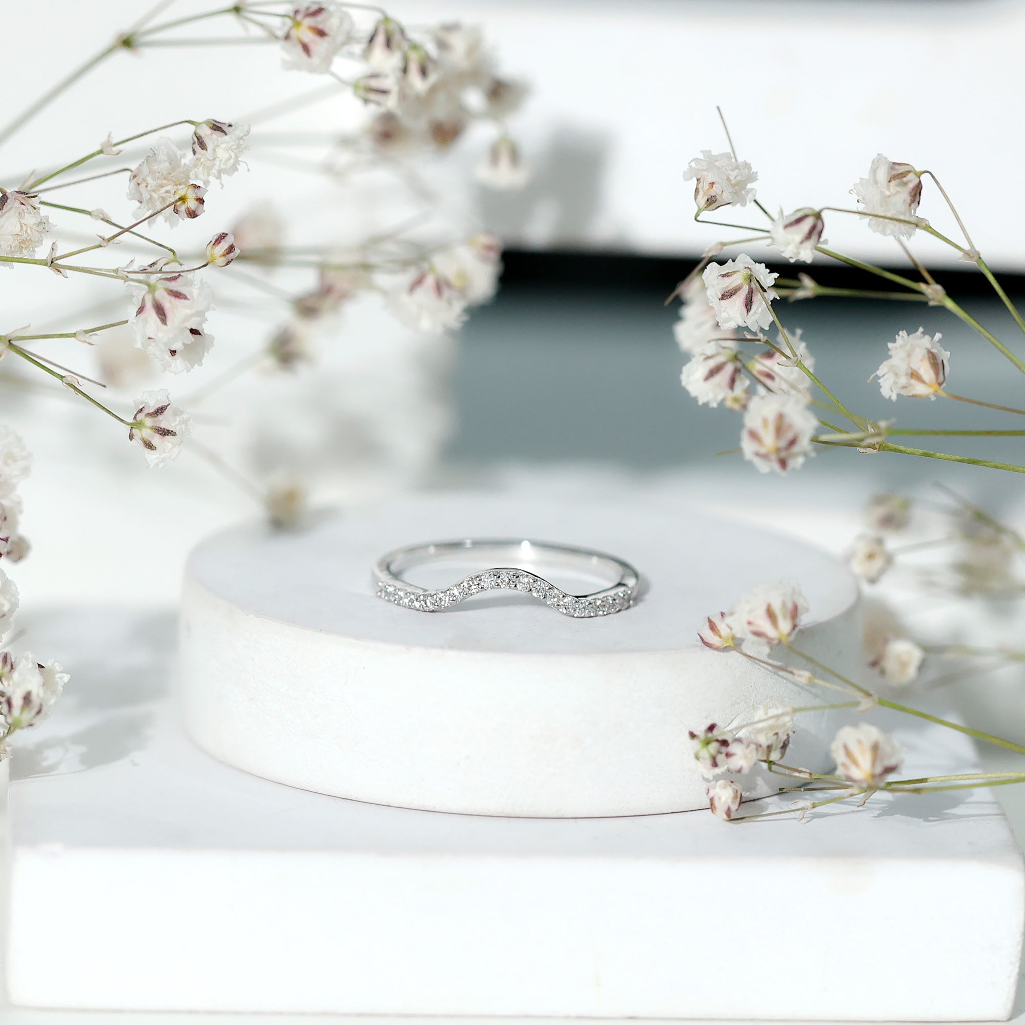Rosec Jewels-Real Diamond Curved Enhancer for Engagement Ring