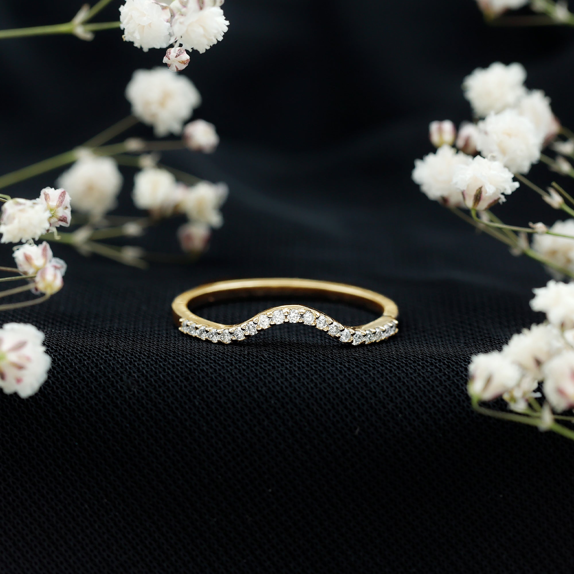 Rosec Jewels-Real Diamond Curved Enhancer for Engagement Ring