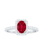Rosec Jewels-Oval Cut Lab Created Ruby and Diamond Halo Engagement Ring