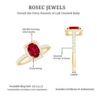Rosec Jewels-Oval Cut Lab Created Ruby and Diamond Halo Engagement Ring