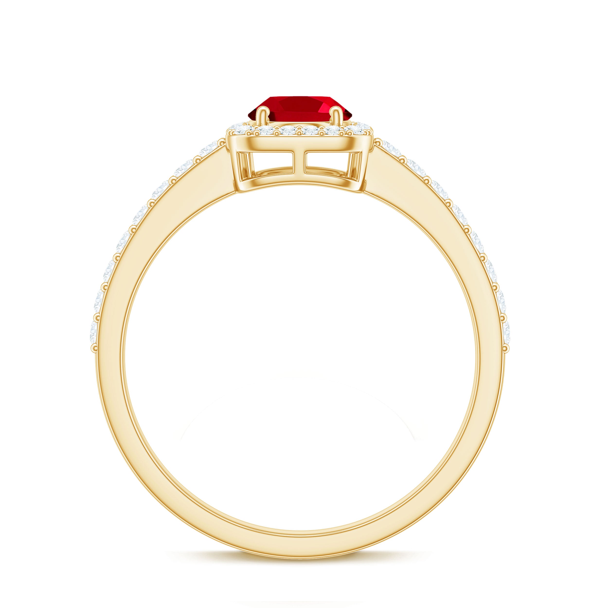 Rosec Jewels-Oval Cut Lab Created Ruby and Diamond Halo Engagement Ring