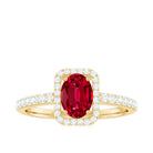Rosec Jewels-Oval Cut Lab Created Ruby and Diamond Halo Engagement Ring