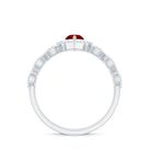 Rosec Jewels-Vintage Inspired Lab Ruby and Diamond Double Band Engagement Ring